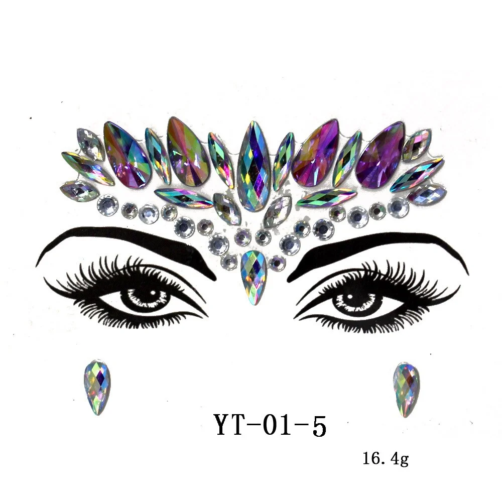Sexy Style Rhinestone Acrylic Self-adhesive Jewelry Face Creative Tattoo Body Art Jewelry Masquerade Eyes Beauty Makeup Sticker