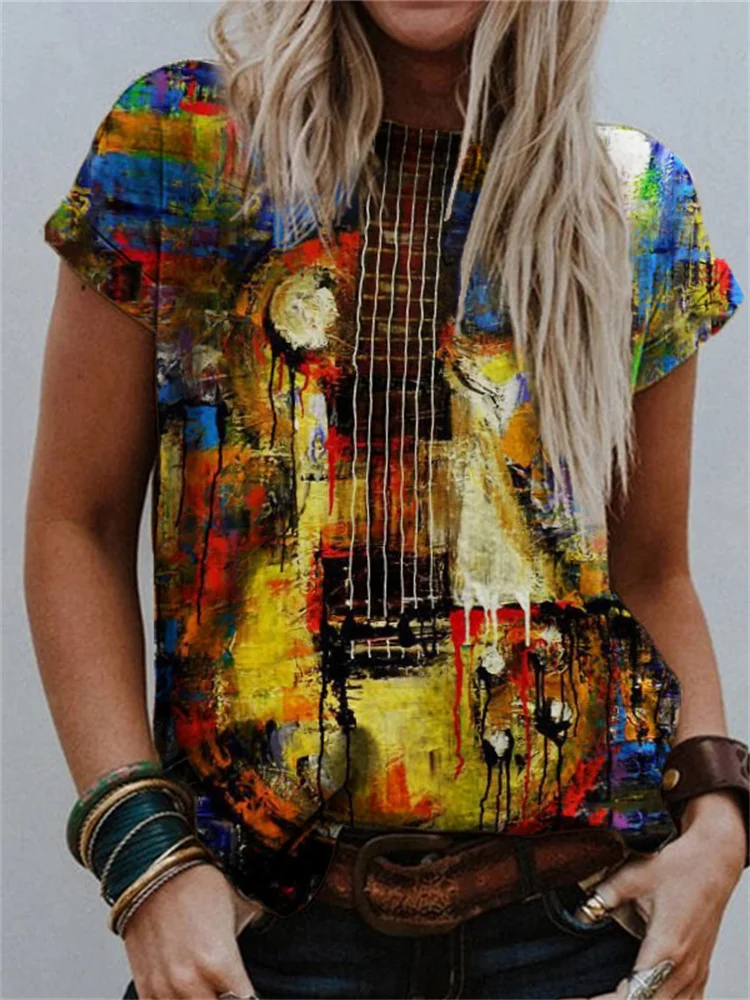 Music Lover Guitar Inspired Abstract Art T Shirt