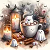 Halloween Ghost Candles - 11CT Counted Cross Stitch - 40*40cm - Halloween