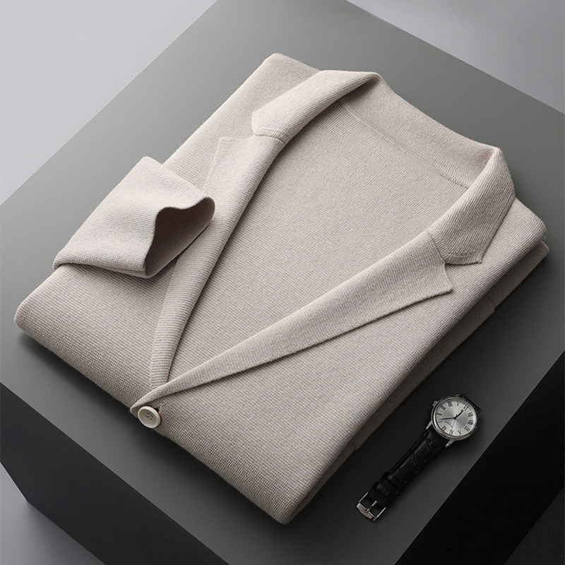 Men's Merino Wool Cardigan With Pockets REAL SILK LIFE
