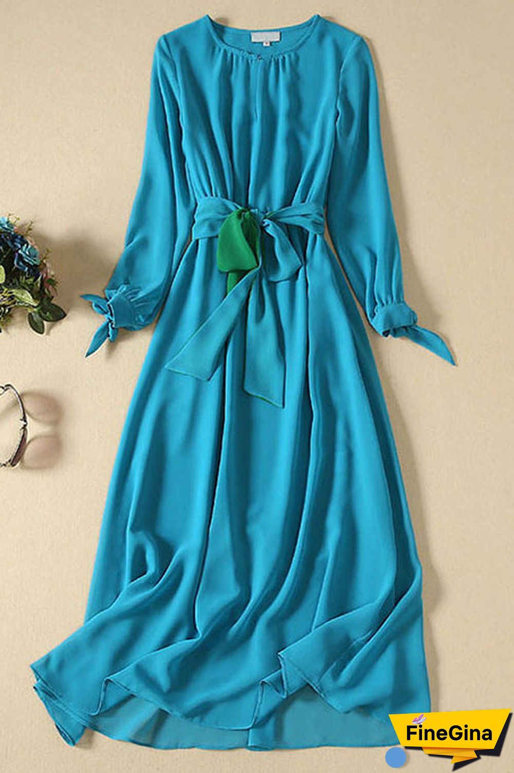 Kate Middleton Scoop Two Tone Lace-up Maxi Dress