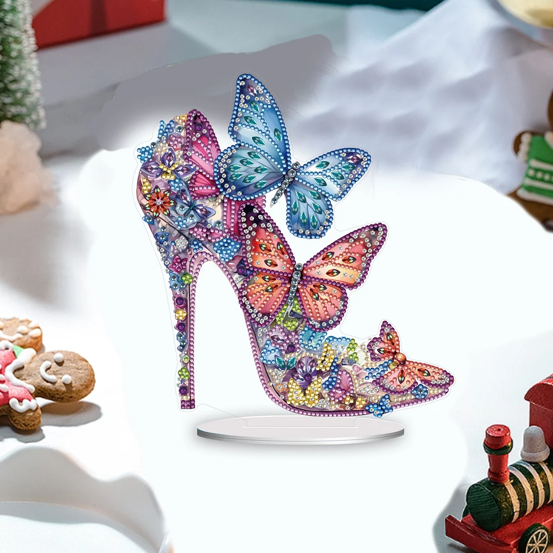 DIY High Heels Single Sided Diamond Painting Acrylic Tabletop Ornaments for Office Decor