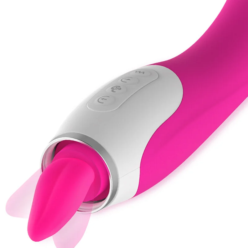 Tongue Rechargeable Clitorals Sucking & Vibrating Machine - Rose Toy