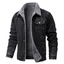  Fleece Pockets Thick Denim Jacket Men Men's Jackets