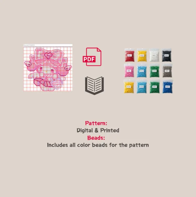 Pink Sailor Uniform Melody Pixel Pattern Fuse Bead Kit  | Cute DIY Fuse 3103 Beads Set
