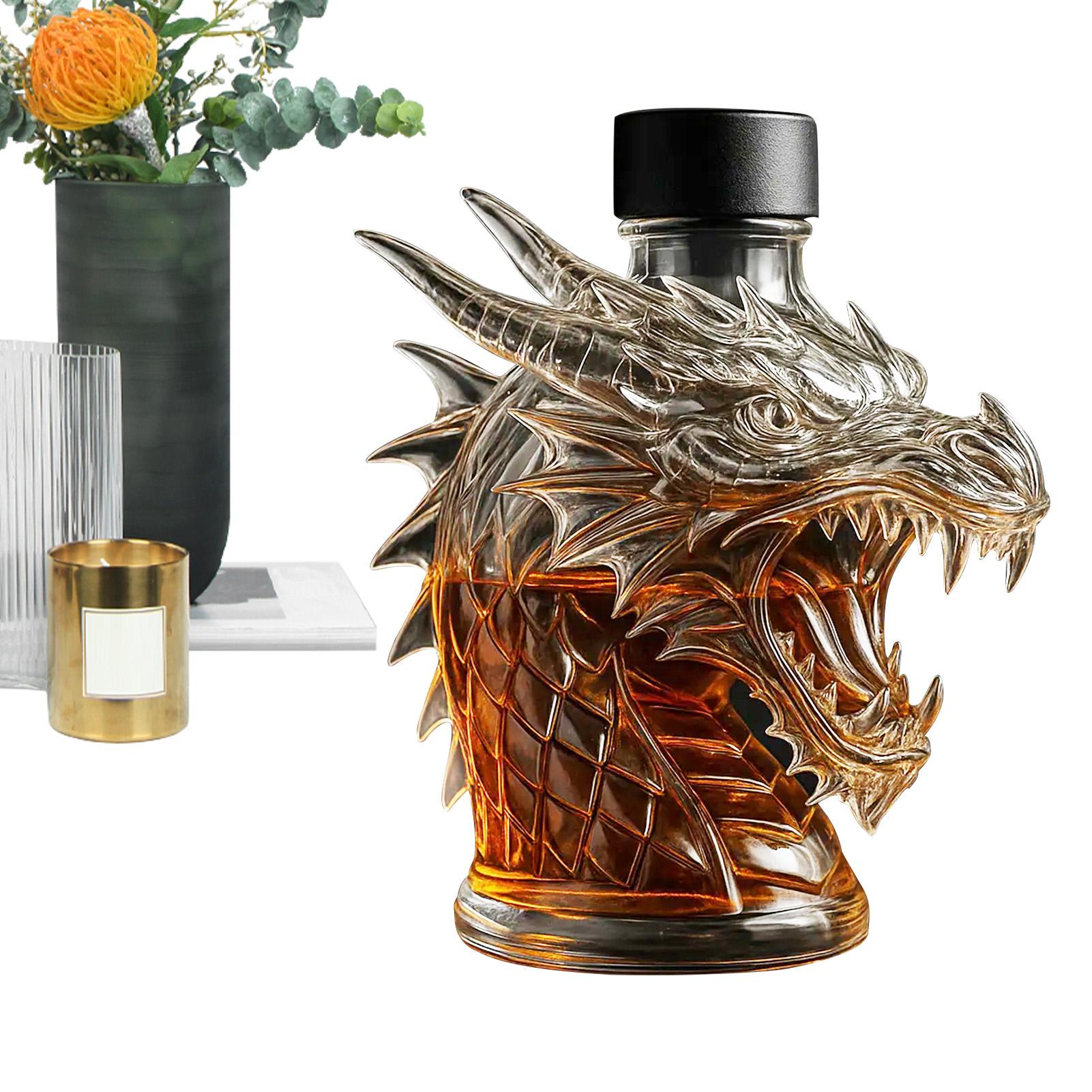 Tegooe Dragon Head Whiskey Decanter - Unique Glass Liquor Dispenser for Spirits