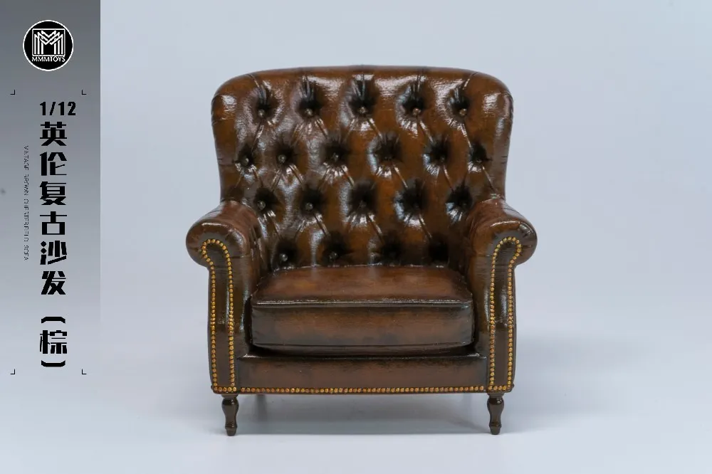 MMMTOYS-1/12Vintage Brown Chesterfield Sofa-M2619-