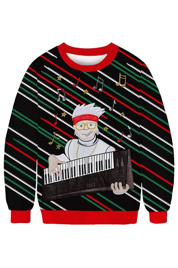 Keyboardist Christmas Sweatshirt Dull Black-elleschic