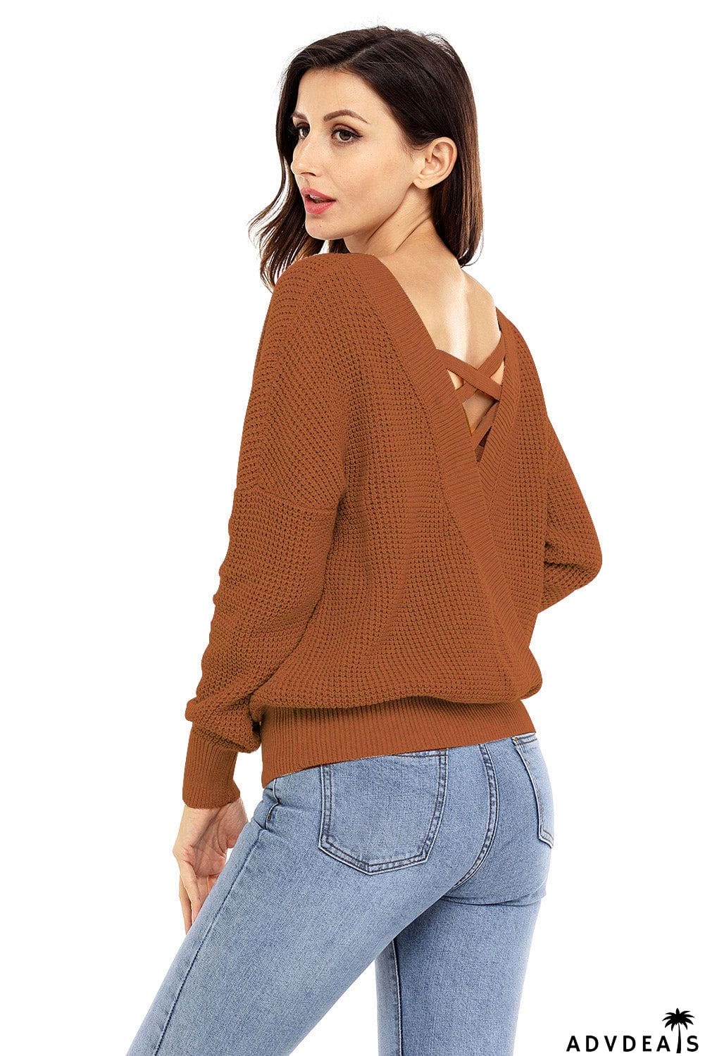 Cross Back Hollow-out Sweater