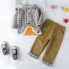Kids Boys Baby Suits Toddler Plaid Outfits 3 Pcs