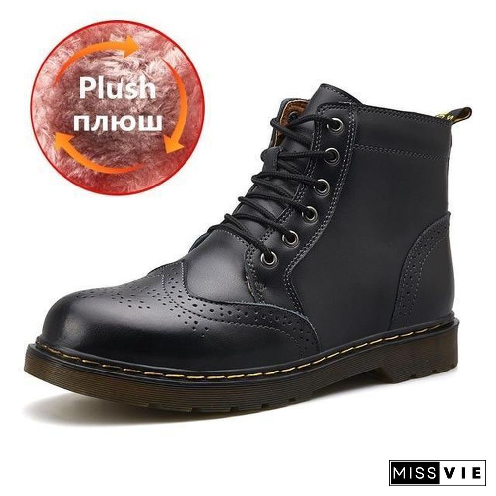 Leather Men Boots Winter Waterproof Ankle Boots Riding Boots Outdoor Working Snow Boots Men Shoes