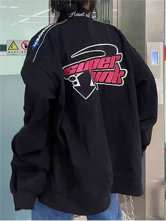 Brownm vintage motorcycle bomber jacket with embroidery