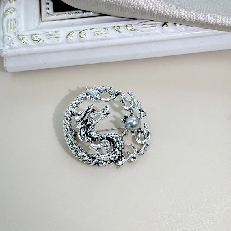 IG Style Ethnic Style Pin Dragon Zinc Alloy Plating Inlay Rhinestones Pearl Women’s Brooches