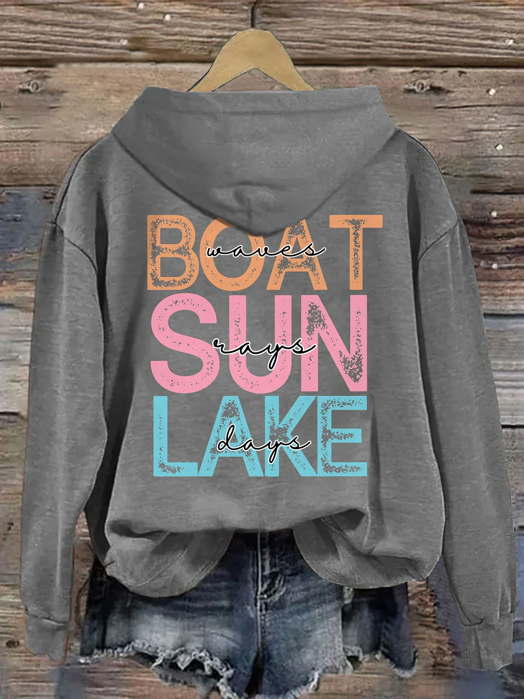 Boat Waves Sun Rays Lake Days Hoodie
