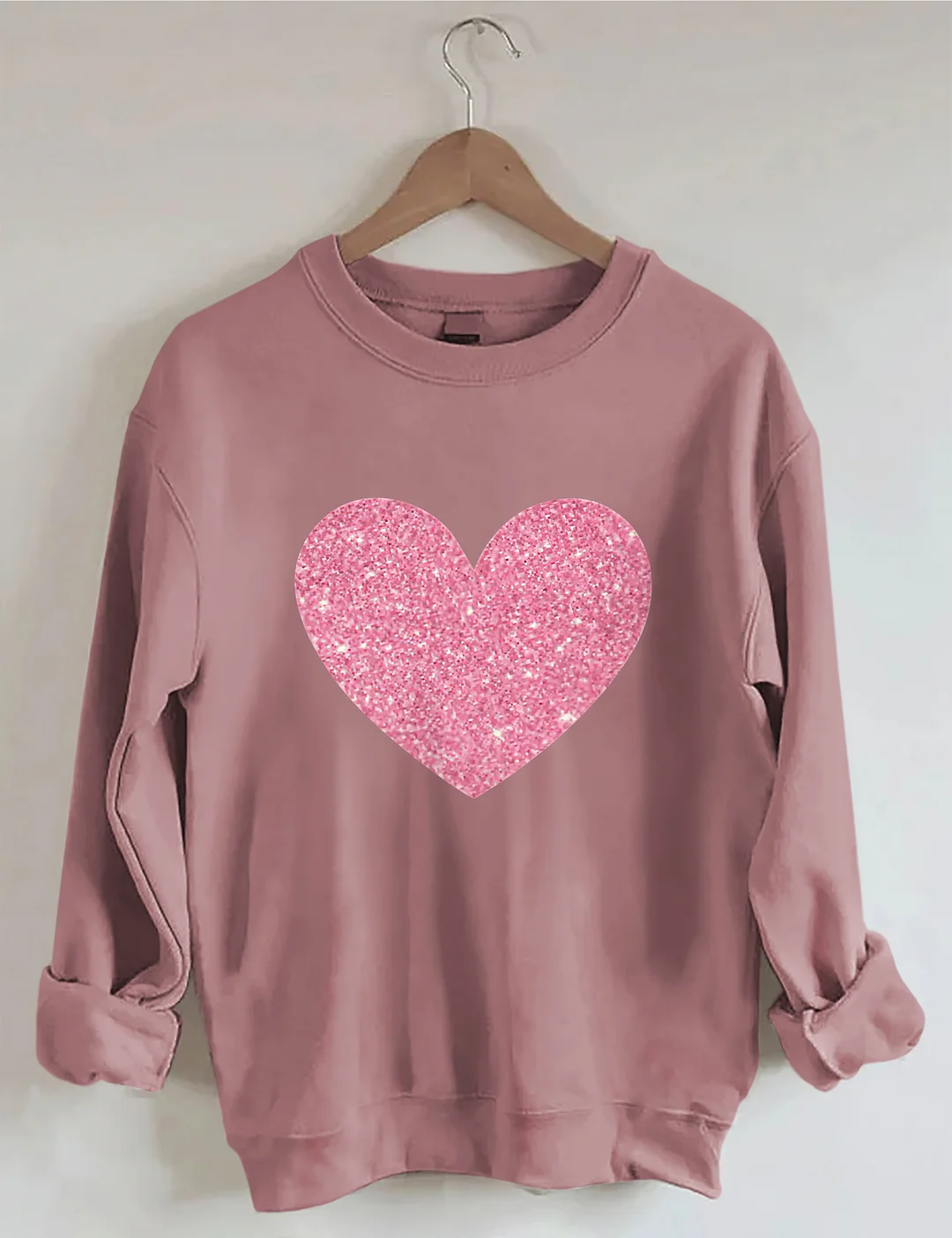 Valentine&rsquo;s Day Glitter Heart Sweatshirt