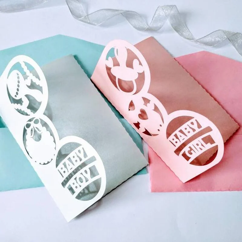 Cute Baby Boy Girl Invitation Border Dies for Card Making Metal Cutting Dies Scrapbooking Craft Dies Stencil Die Cut