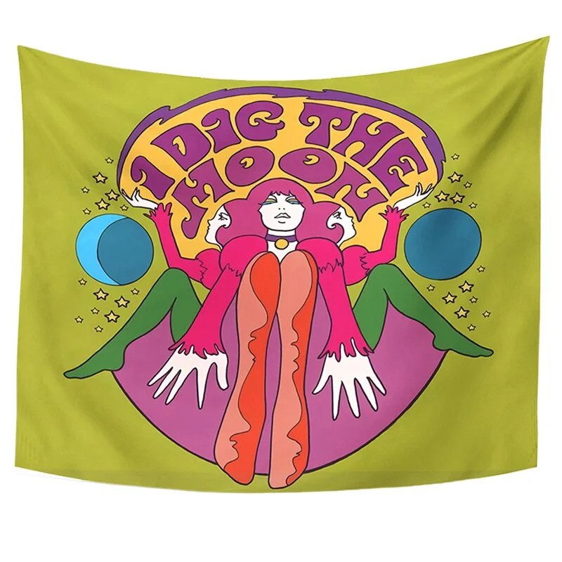 Mushroom Tapestry Wall Hanging Bohemian Vintage 80S Wall Art Decor Home Floral Art Carpet Retro Wall Hanging Decor Tapestries