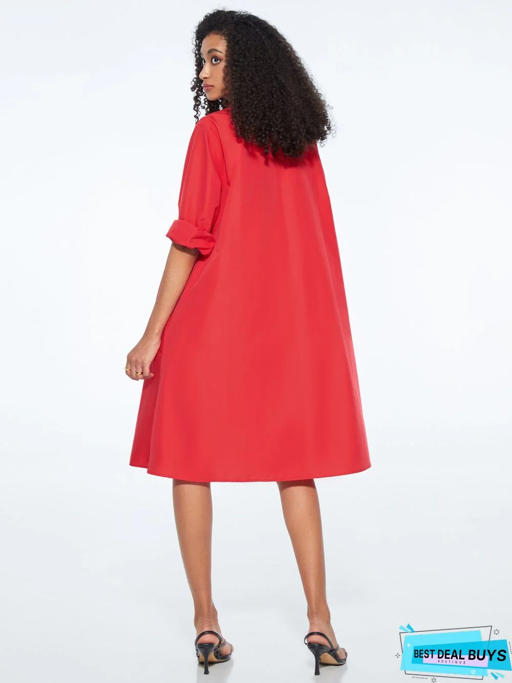 Shirt Dress Long sleeve Plain Simple Dress