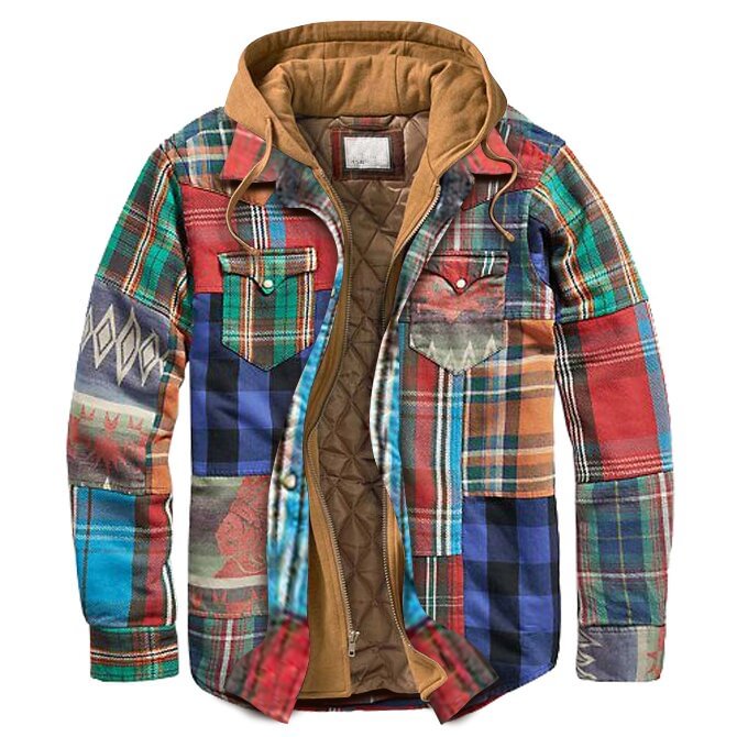 men's plaid hooded jacket