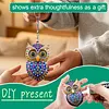 1 PC DIY porte-cl&eacute;s en diamant hibou bleu dor&eacute; en 3D avec boucle homard double face en diamant avec cha&icirc;ne de printemps en mosa&iuml;que de diamants en tisss en mosa&iuml;que de diamants cadeau unique fait main