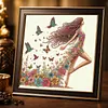 Floral Butterfly Walking Special Shaped 5D DIY Partial Drill Diamond Painting Kits 30x30cm Diamond Art Kit for Adults Home Decor