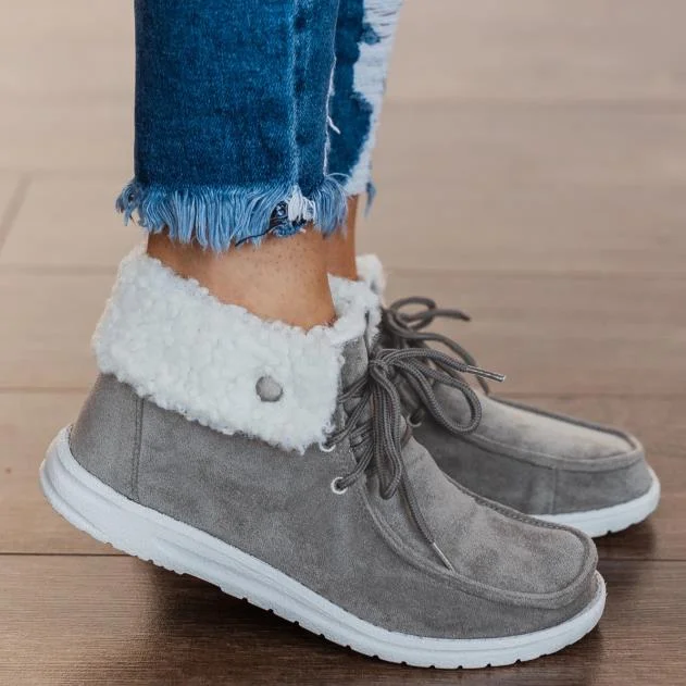 Plus Size Women Cotton Shoes 2021 Winter Keep Warm Plus Velvet Ladies Flats Loafers Comfortable Non-Slip Female Snow Ankle Boots