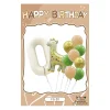 Retro Cream Caramel Cartoon Bunny Bear 0 - 9 Numbers Latex Aluminum Film Balloons Flags Package Kids Birthday Party Decors