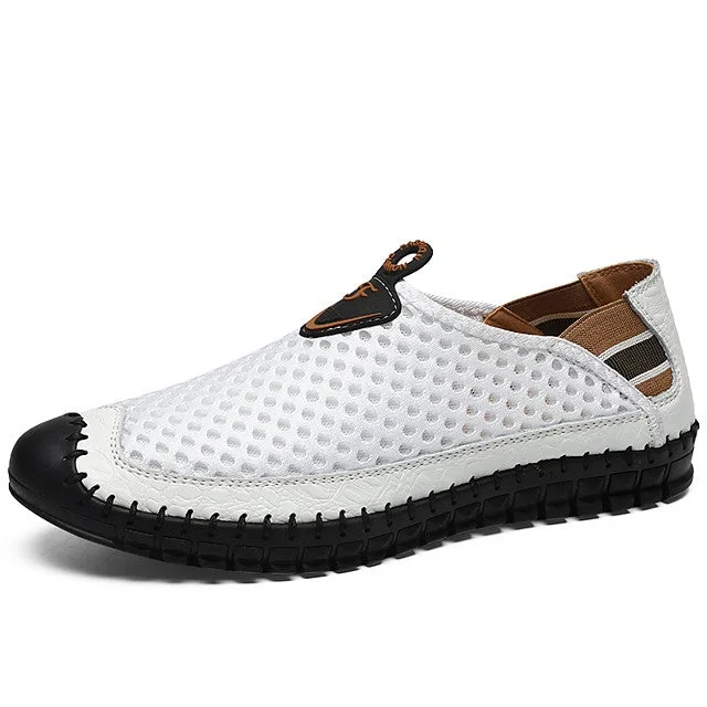 Men's Mesh / Cowhide Spring / Fall & Winter Casual / Preppy Loafers & Slip-Ons Walking Shoes Breathable Slogan Green / Blue / White