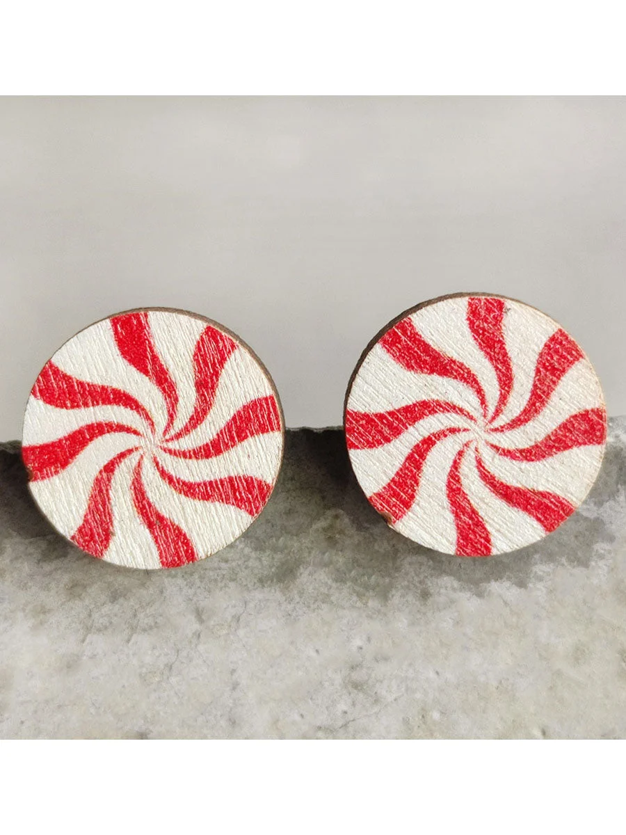 Christmas Candy Wooden Earrings