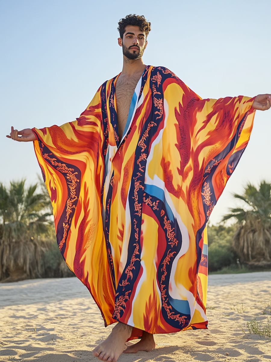 Men's Phoenix Polyester V-Neck Robe