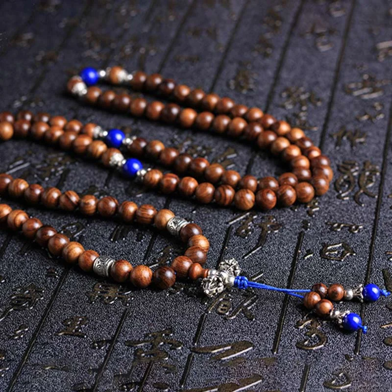 108 Beads Natural Rosewood Necklace Healing Bracelet Mala