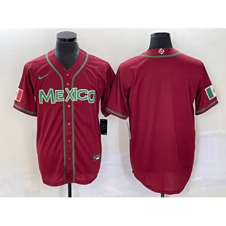 Men's Mexico Baseball Blank 2023 Red World Baseball Classic Stitched Jersey PBM8