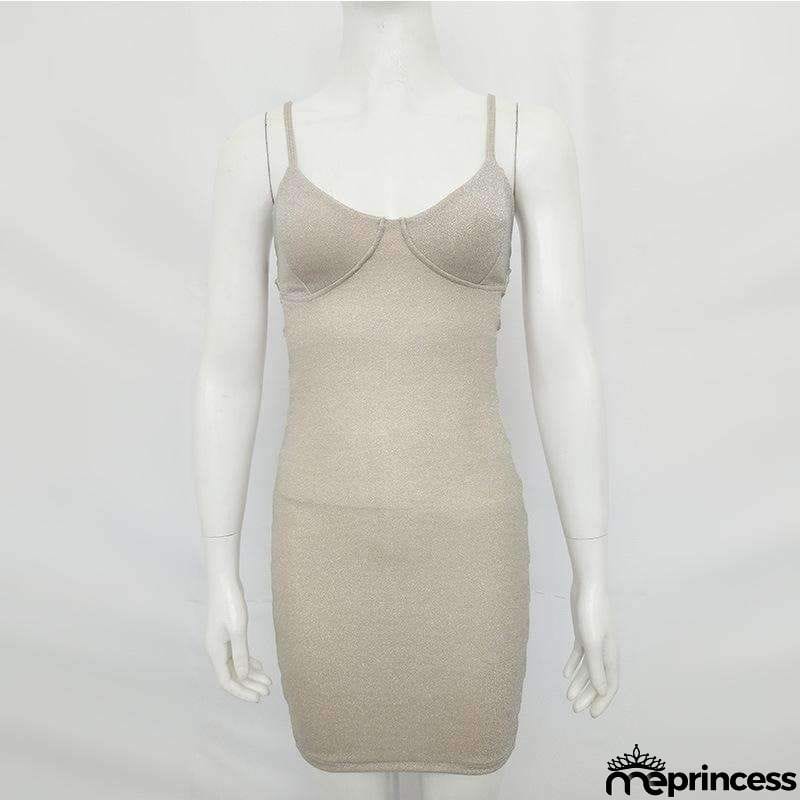 Glitter Side Hollow Out Strappy Dress