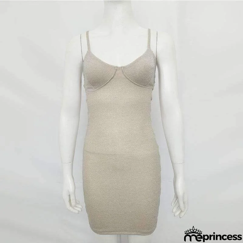 Glitter Side Hollow Out Strappy Dress