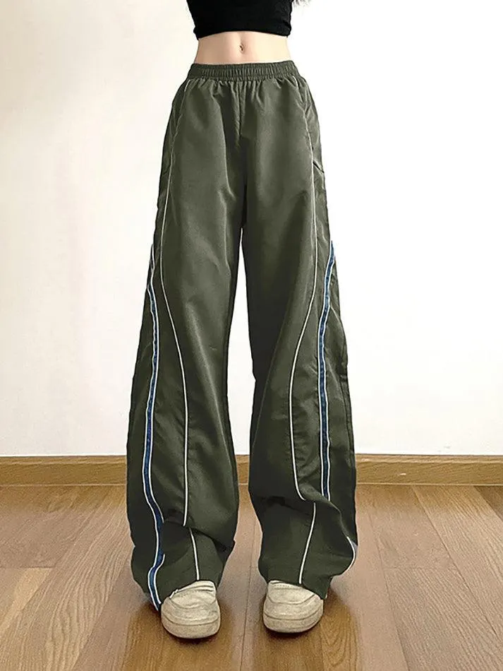Brownm Vintage Striped Piping Baggy Sweatpants