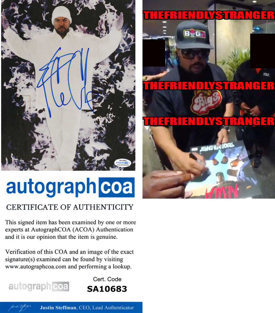 ICE CUBE signed Autographed 8X10 Photo Poster painting - PROOF - NWA Straight Outta Compton ACOA