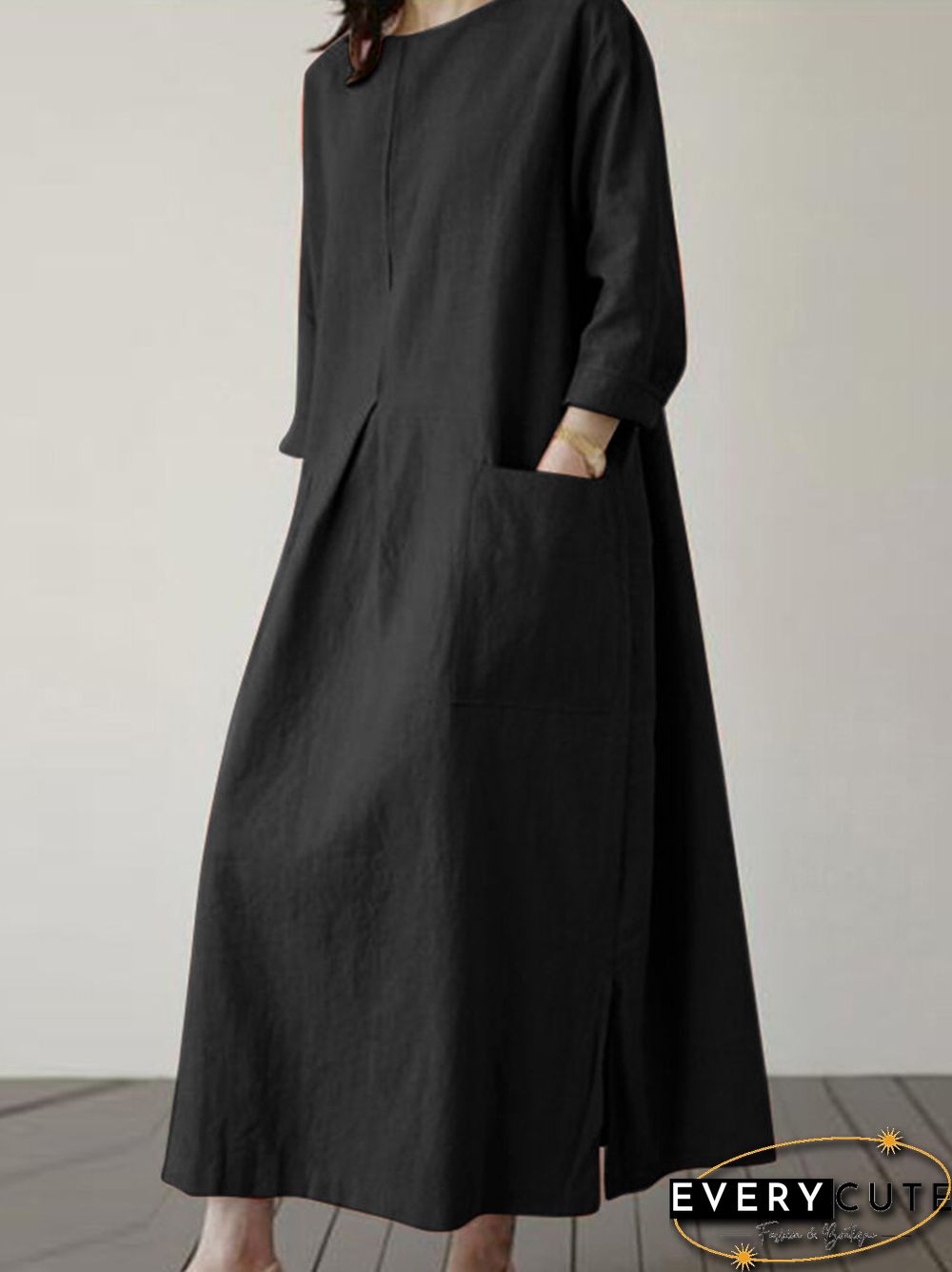 Vintage Elegant Geometric Print Slit Fold V Neck Long Sleeve Two Pieces main image 1