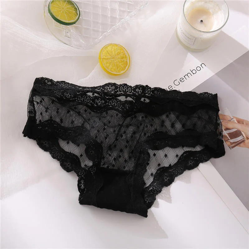 Lace Panties Sexy Underwear Women Briefs Pantys Female Underpants Perspective Panties Girls Intimates Lingerie Solid Color M-XL