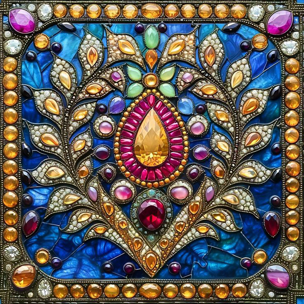 Glass Style Flowers 40*40cm(canvas) full round drill diamond painting