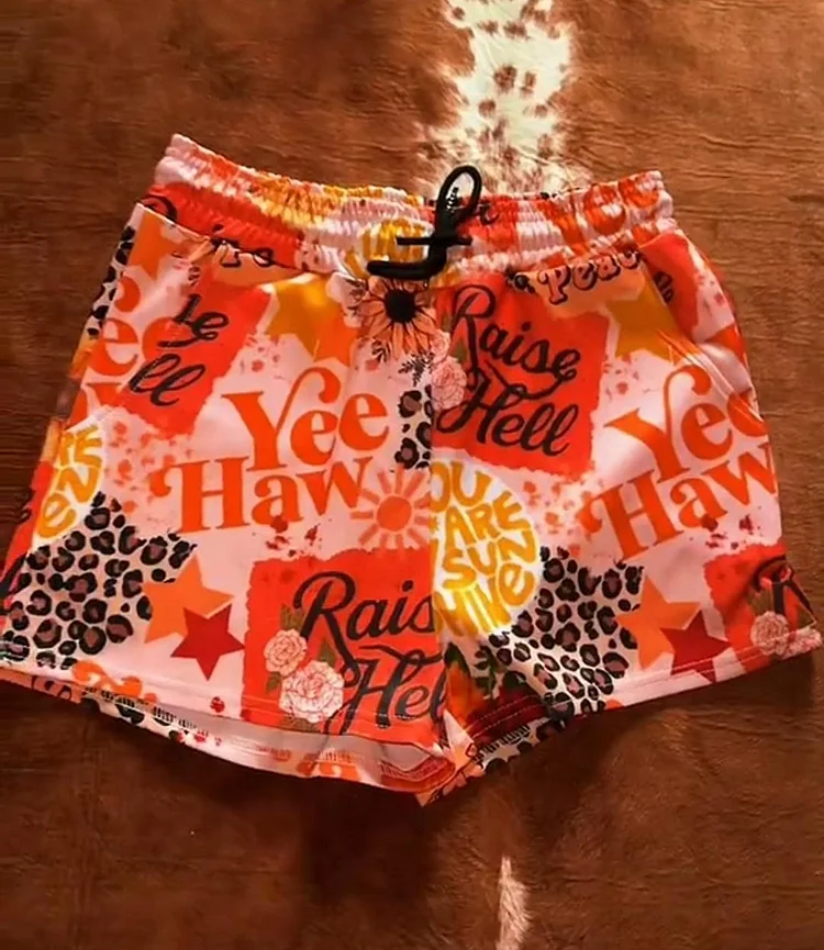 Western Retro Print Shorts