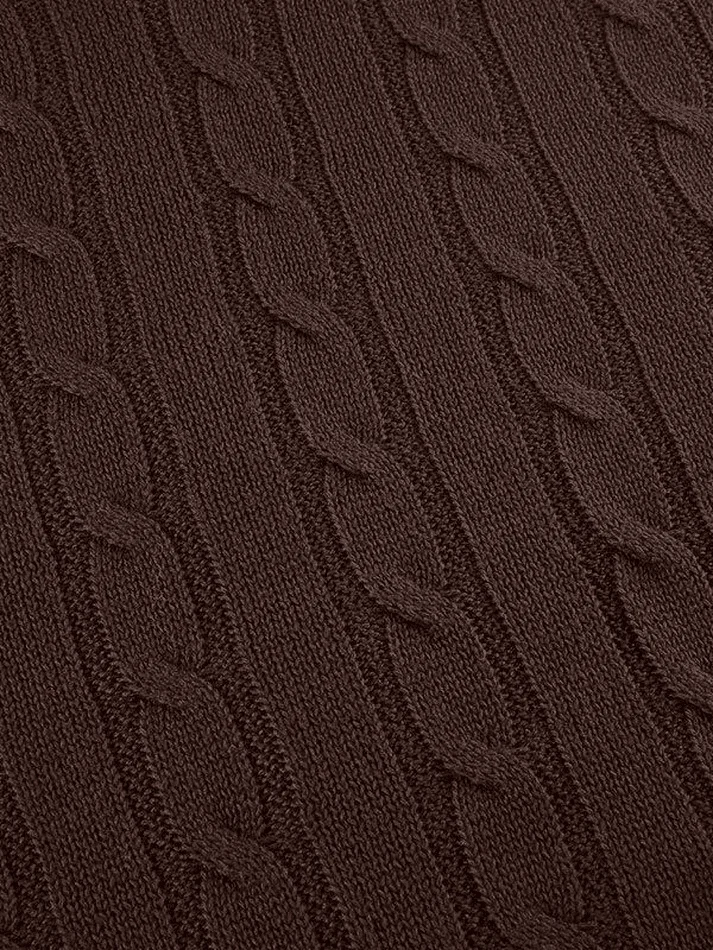 Brownm Hooded Cable Knit Cardigan