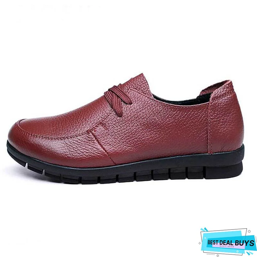 Women Flats Genuine Leather Casual Loafers Shoes