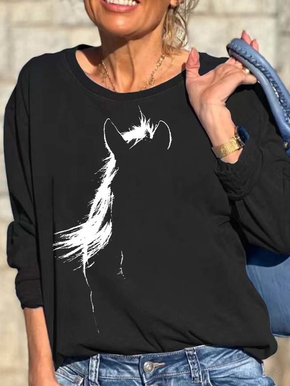 Women Light Animal Pattern Loose Animal Sweatshirt