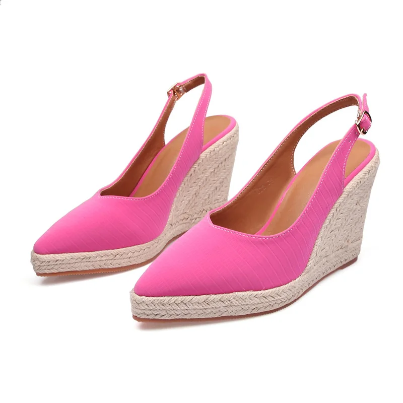 Wongn Wongn Thick Bottom Pointed High Heel Head Drag Back Empty Single Shoes Women's Straw Hemp Rope Bottom