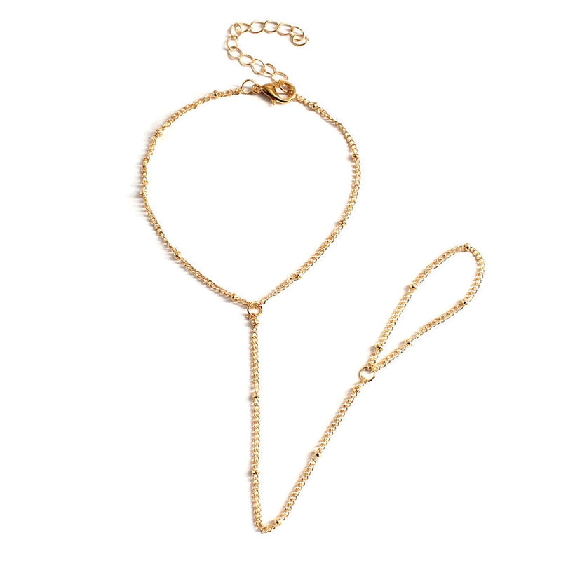 New Simple Fashion Women Bracelet Slave Chain Ring Finger Ring Direct Copper Bead Finger Bracelet Bracelet