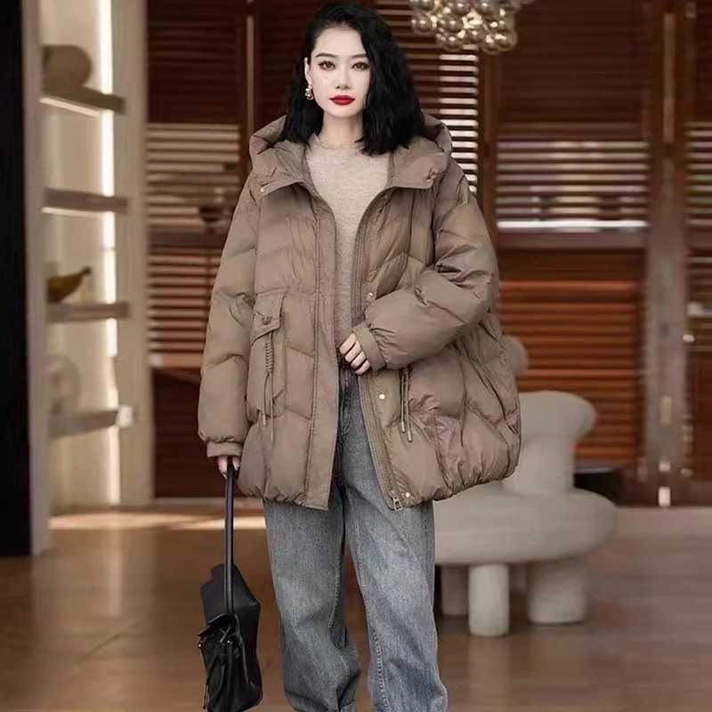 Woherb Retro In The Long Down Jacket Female 2024 Winter Fashion Design Sense Hemp Flower Tassel Warm White Duck Down Coat Tide-Outfit Ideas