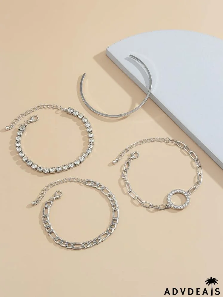 4pcs Rhinestone Decor Bracelet