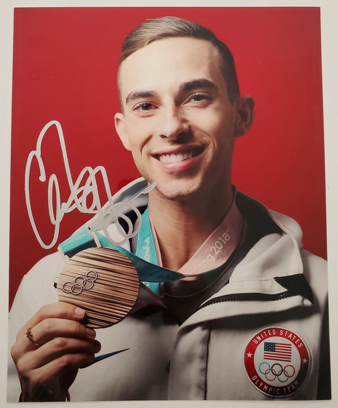 Adam Rippon Signed 8x10 Metallic Photo Poster painting 2018 Bronze Medal Olympian Skater RAD