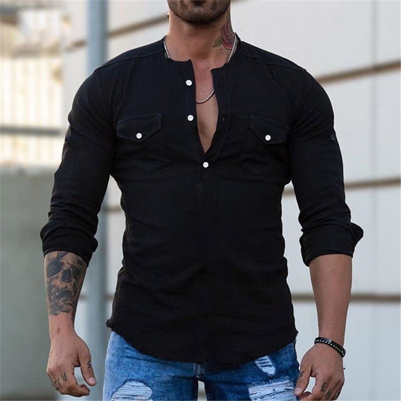 Cozymoo Solid Color Slim Fit Long Sleeve T-Shirt