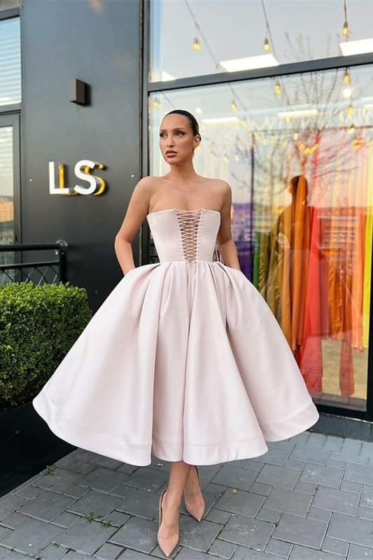 Strapless Short A-Line Prom Dress With Pockets | Ballbellas Ballbellas